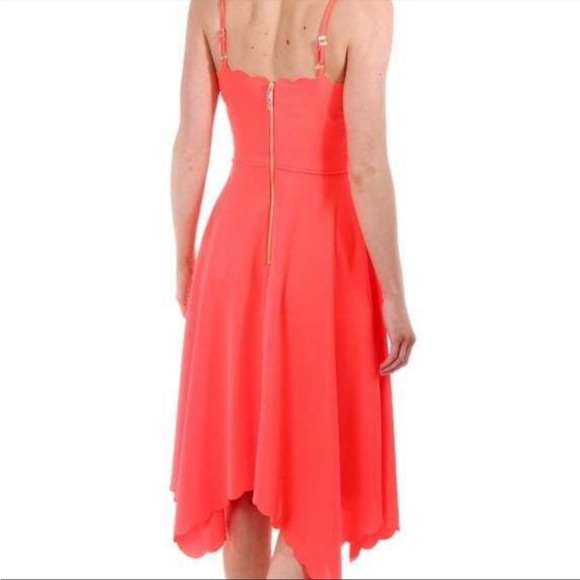 Ted Baker Simbah Scallop Asymmetric Hem Dress Mid Orange 2 (US size 8) - Picture 9 of 11